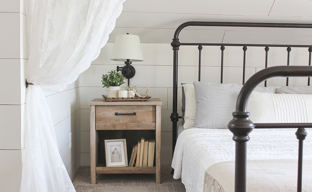 BedroomMakeoverNightstand.jpg Modern farmhouse bedroom makeover with beautiful nightstand