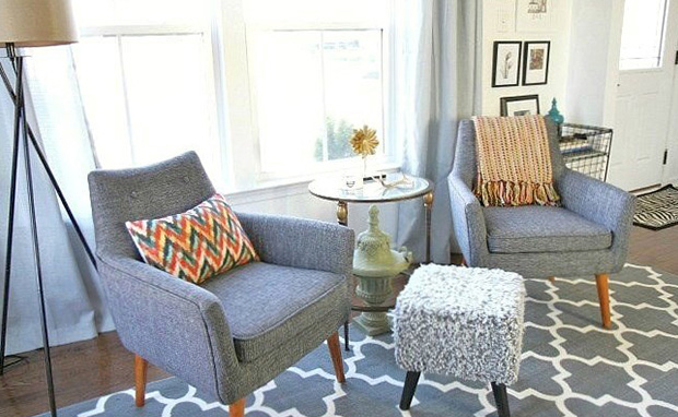 Modern living room with big window