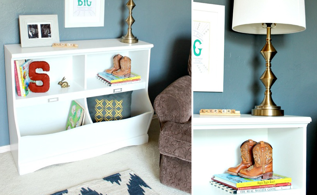 cubby bookcase for kids’ bedroom toy storage