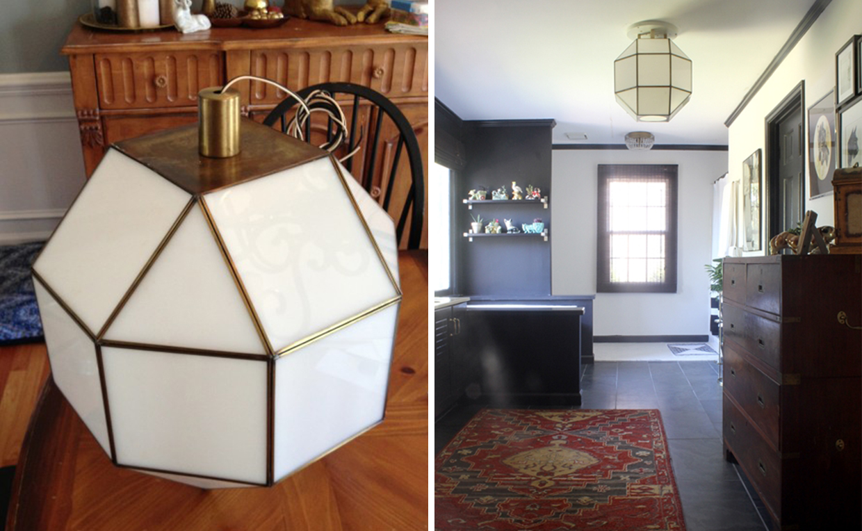 Bold-Choices_Big_Bathroom_Light-Fixture.jpg Large vintage bathroom light fixture is a statement piece