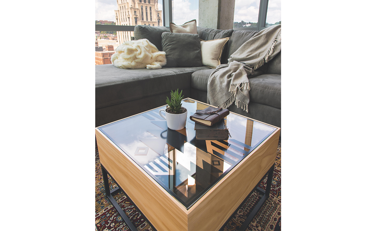 Coffee table, loft apartment, cozy, blanket, couch, urban