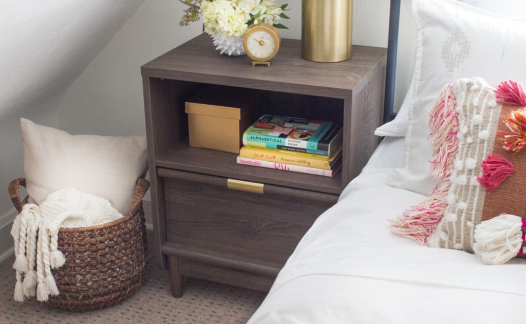International Lux Night Stand with drawer and open storage