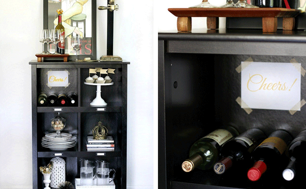 DoubleTake_barstand_bookcase.png Edge Water bookcase used as entertaining bar stand