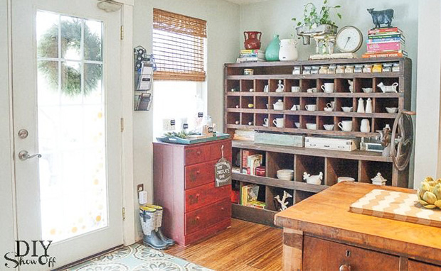 Red dresser kitchen storage