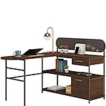 Modern Metal and Wood L-Shaped Desk 426026