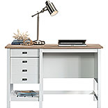  Soft White Coastal Single Pedestal Desk 427309