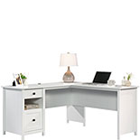 Soft White L-Shaped Desk with File Drawer 427718