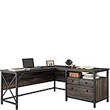Metal & Wood L-Desk with Three Drawers 427855