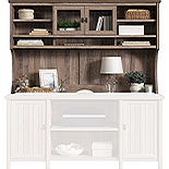 Washed Walnut Home Office Hutch with Shelves 428725