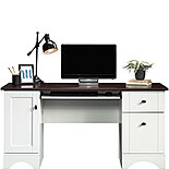 White Home Office Desk with Cherry Accent Top 429449