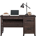 Single Pedestal Desk with Drawers, Coffee Oak 431580