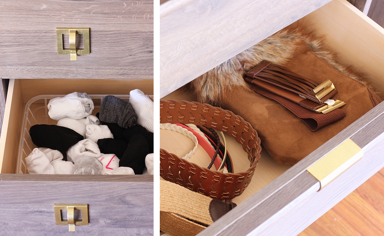 accessory storage in dresser drawers
