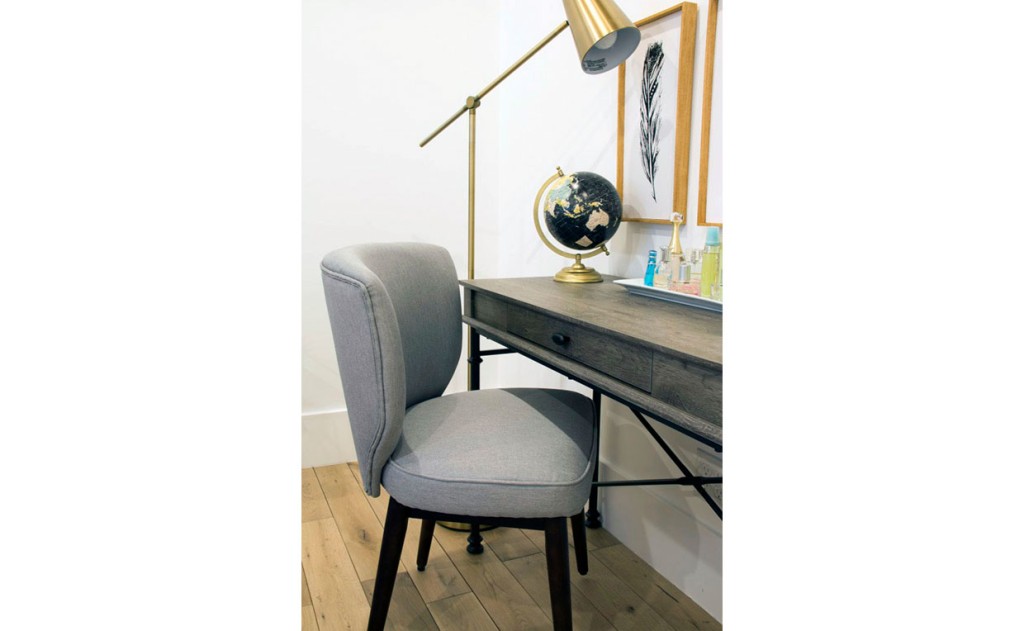 Roxy Accent Chair and Canal Street Console Desk bedroom workstation