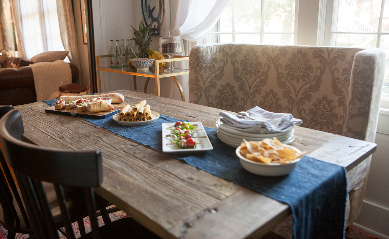 Blog1_1240x764_13.jpg Kitchen table, wood table, kitchen seating, dining table, dinner, dinner party, appetizer, bench