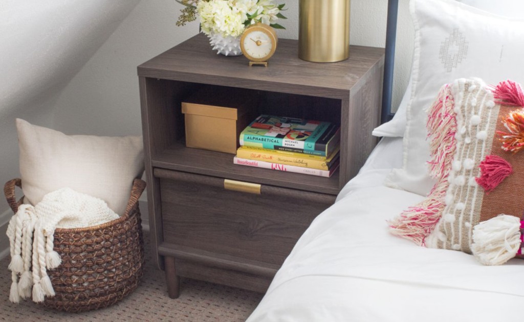 International Lux Night Stand with drawer and open storage