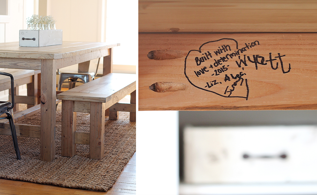 Love Grows Wild’s awesome hand-built dining table and benches