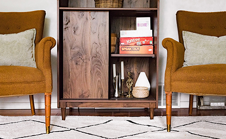 Midcentury Modern bookcase with doors