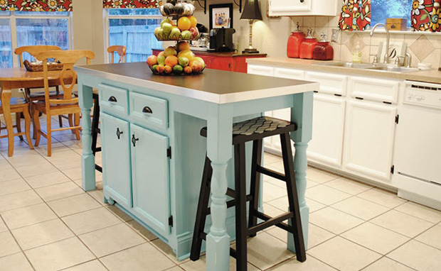 teal kitchen island makeover