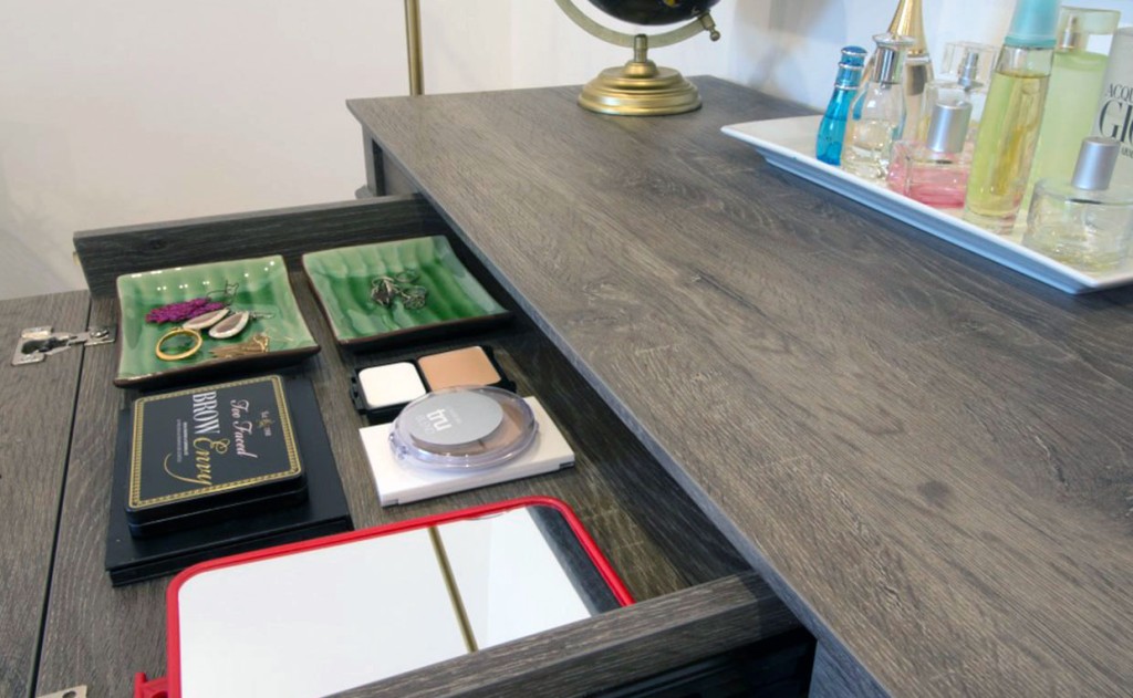 Kirby Desk as bedroom vanity workstation