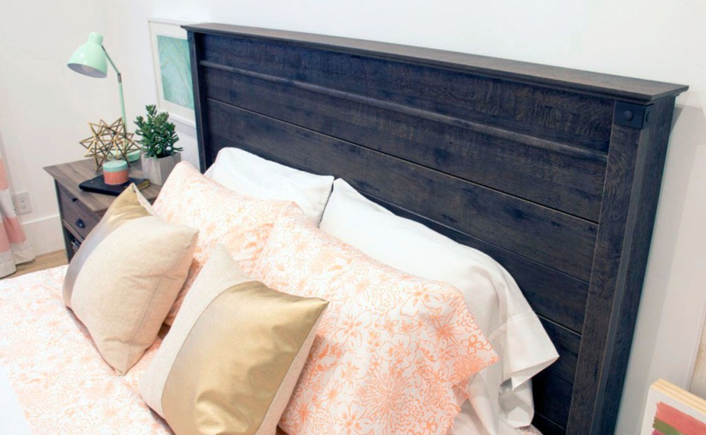 Carson Forge Headboard and throw pillows