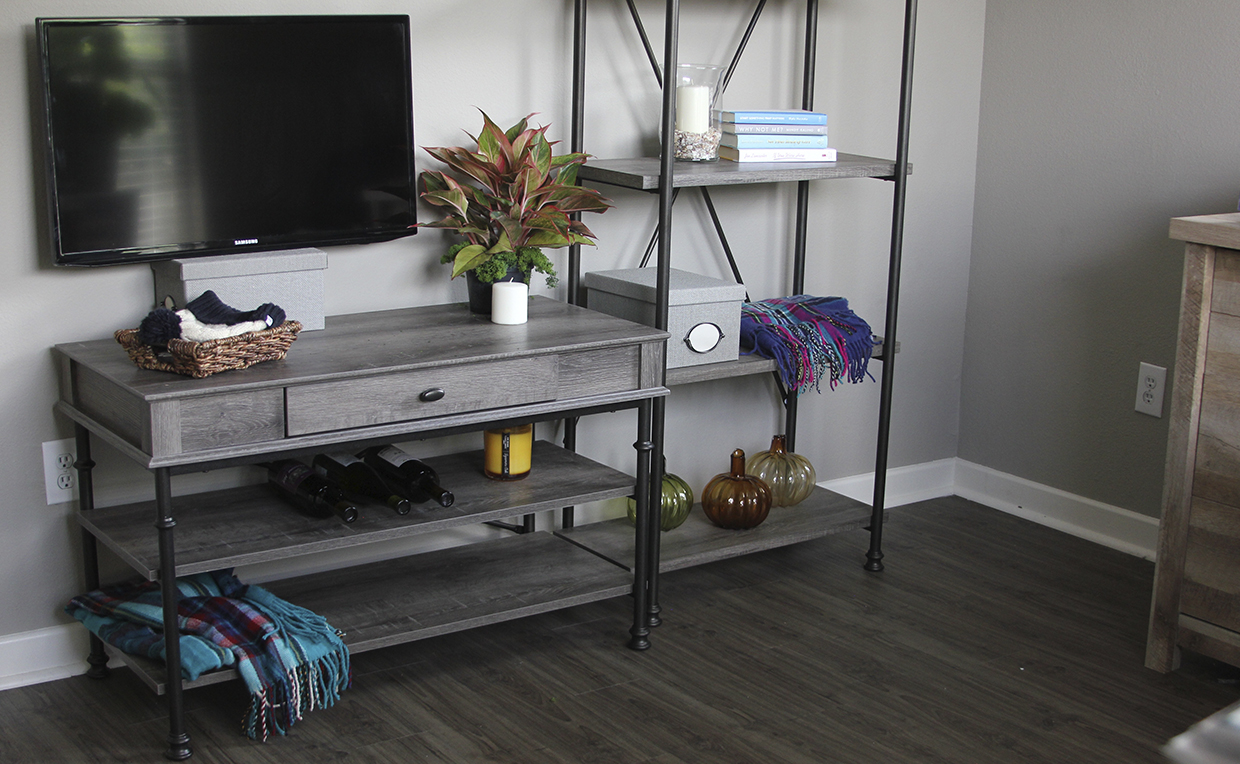 Canal Street TV Stand, Canal Street 5-Shelf Bookcase