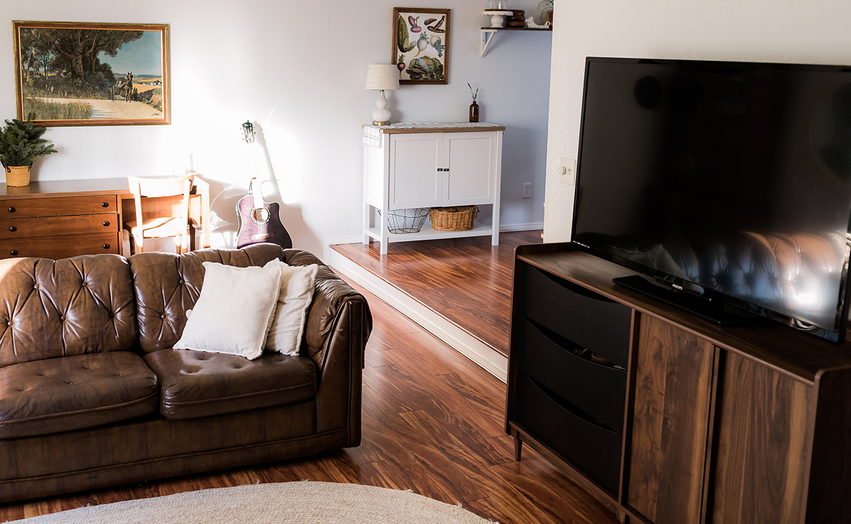 Blog_Chelsea_1240x764_10.jpg Midcentury Modern storage credenza in open-concept living room