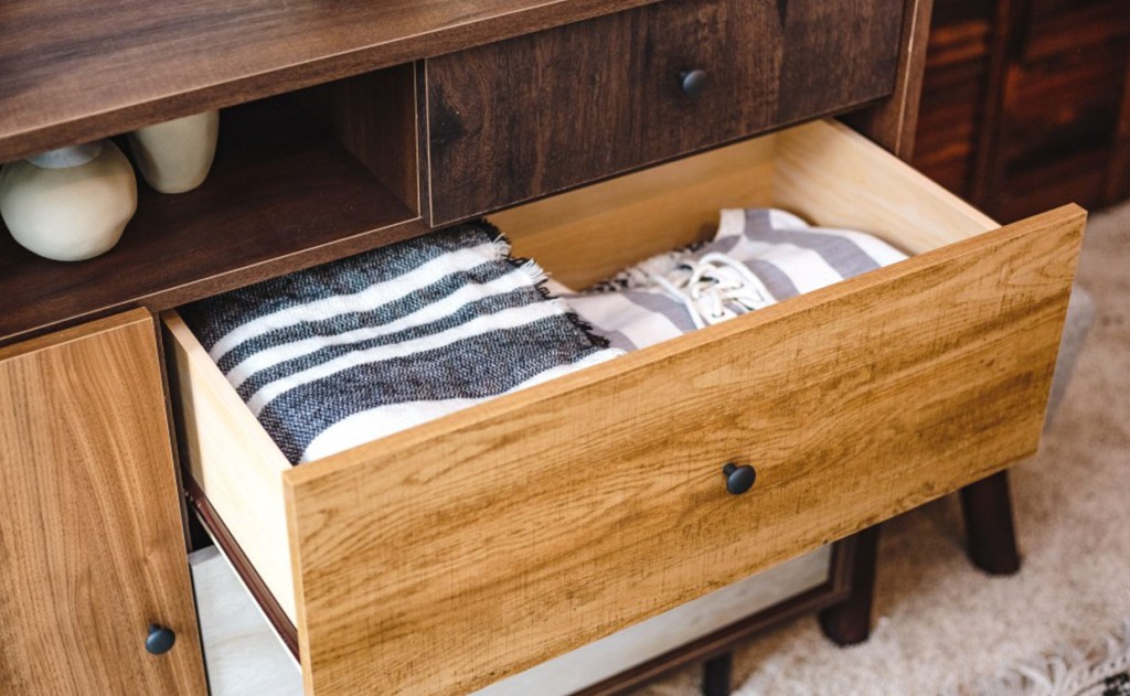 Drawer storage in Eden Rue Credenza bedroom storage