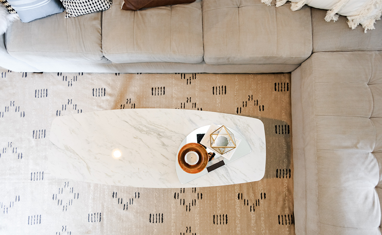 Modern coffee table and rug