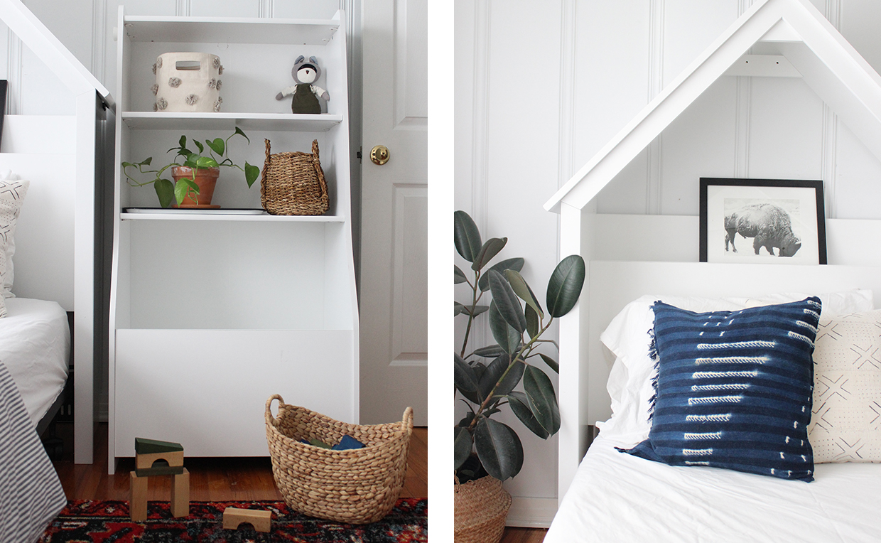 Blog_Pinwheel_1240x764_08.jpg White bin bookcase storage, white twin headboard, kids’ bedroom