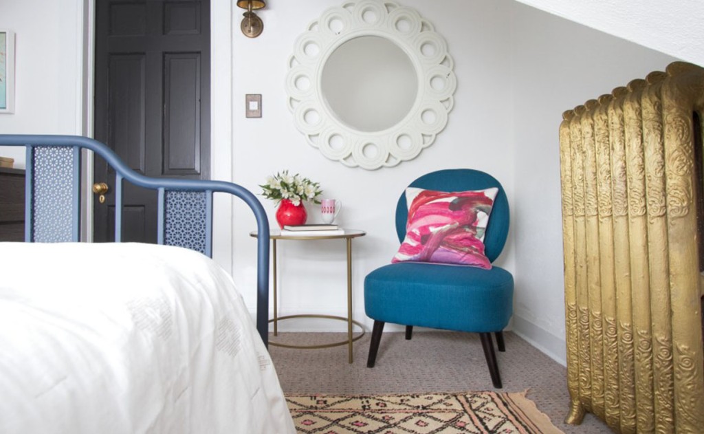 International Lux Maya Accent Chair filling bare bedroom corner