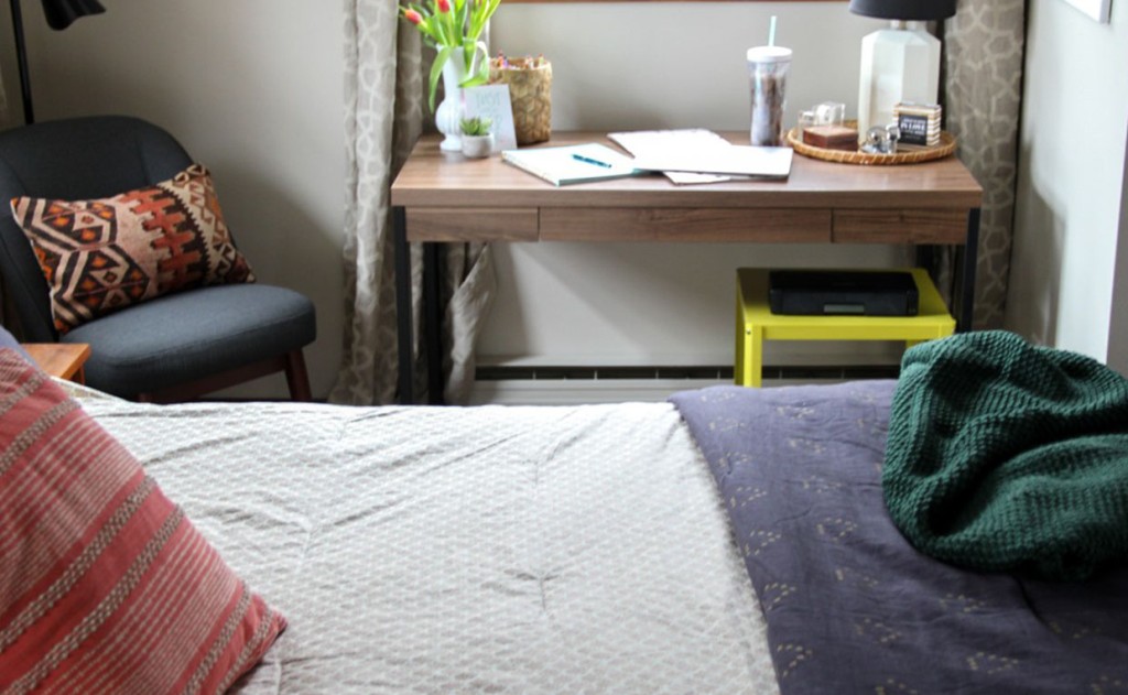 Kirby Desk as bedroom vanity workstation