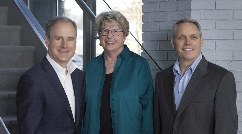 Nolan Pike, CEO/President with third generation leadership Debbie (Sauder) David,  chairman of the board; Dan Sauder, executive vice president.