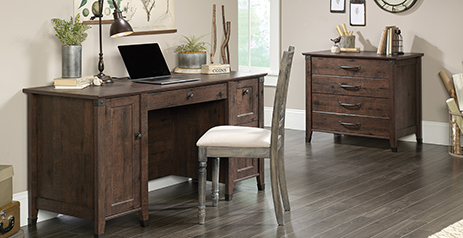 Sauder Carson Forge Desk in Rustic Cedar