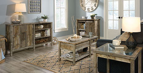 Details about   Sauder Granite Trace Contemporary Wood Writing Desk in Rustic Cedar 