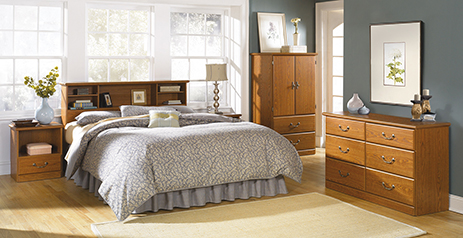 Sauder Oak Furniture Collection Orchard Hills Oak Bedroom