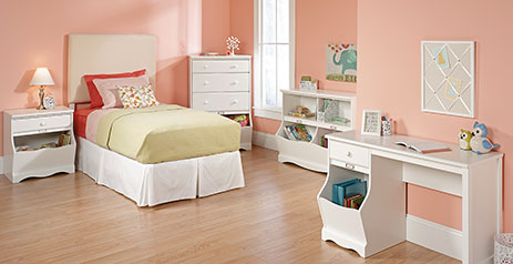 Kids Bedroom Set Storage, Sauder Storybook Storage Bin Bookcase Soft White Finish