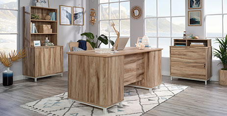 Sauder office port executive outlet desk dark alder