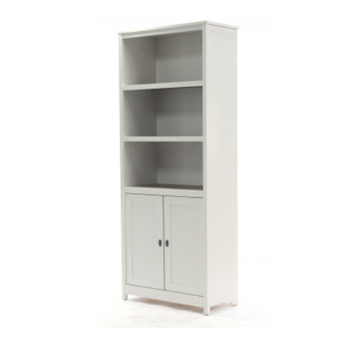 Cottage Road Library With Doors, Sauder Cottage Road 3 Shelf Bookcase In Soft White Undermount