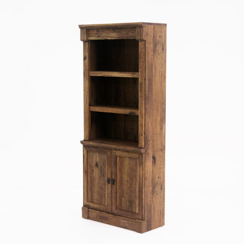 Sauder Palladia Library Bookcase With Doors, Vintage Oak Finish