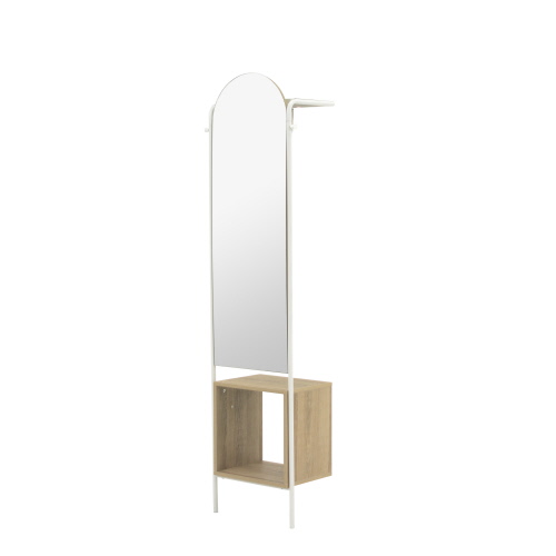 Anda Norr Metal Entryway Storage With Mirror White 423343