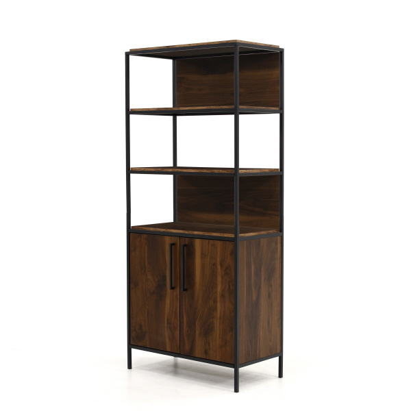 Nova Loft 3 Shelf Bookcase With Doors, Sauder Oak Bookcase With Doors