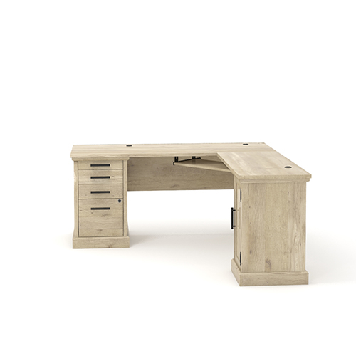 Aspen Post L Shaped Desk With Keyboard Shelf Prime Oak 427163 Sauder Woodworking Aspen Post L Shaped Desk With Keyboard, Oak L Shaped Desk With Storage