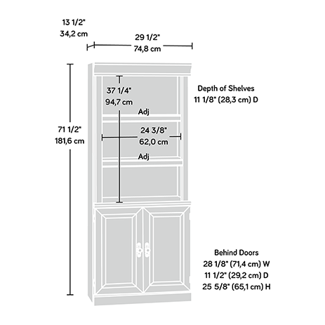 Sauder Orchard Hills Library Bookcase with Doors Carolina Oak