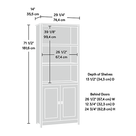 Cottage Road Library With Doors, Sauder Cottage Road Collection 3 Shelf Bookcase Assembly Instructions