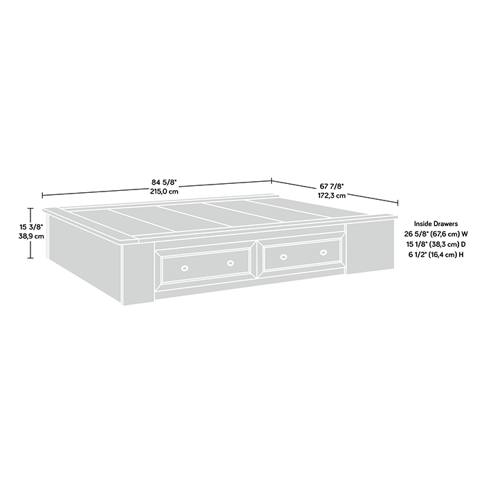 Palladia Queen Platform Bed 413998 Sauder Woodworking 413998 Dimension Image