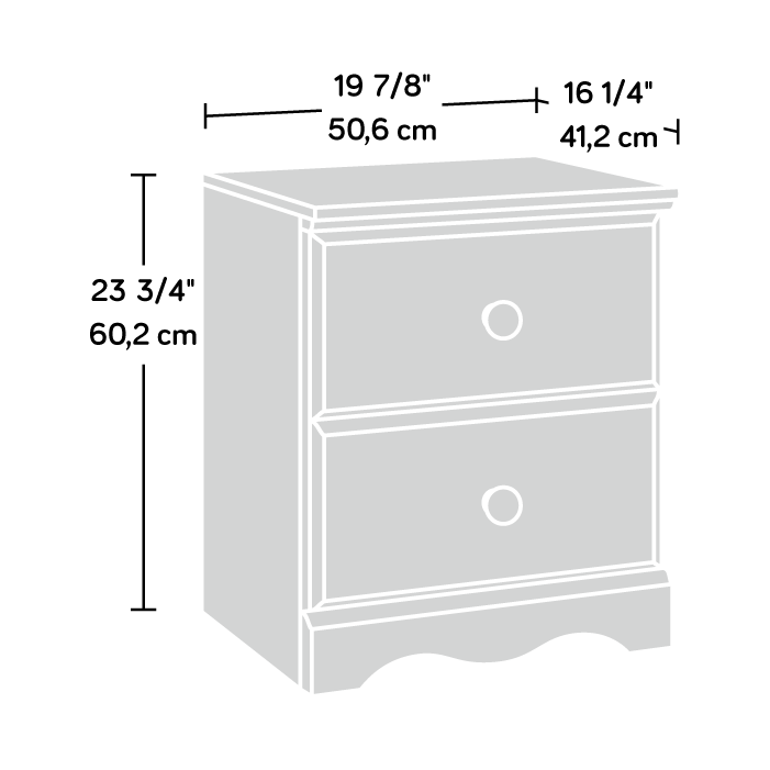 Sauder Storybook 2 Drawer Nightstand Soft White Finish