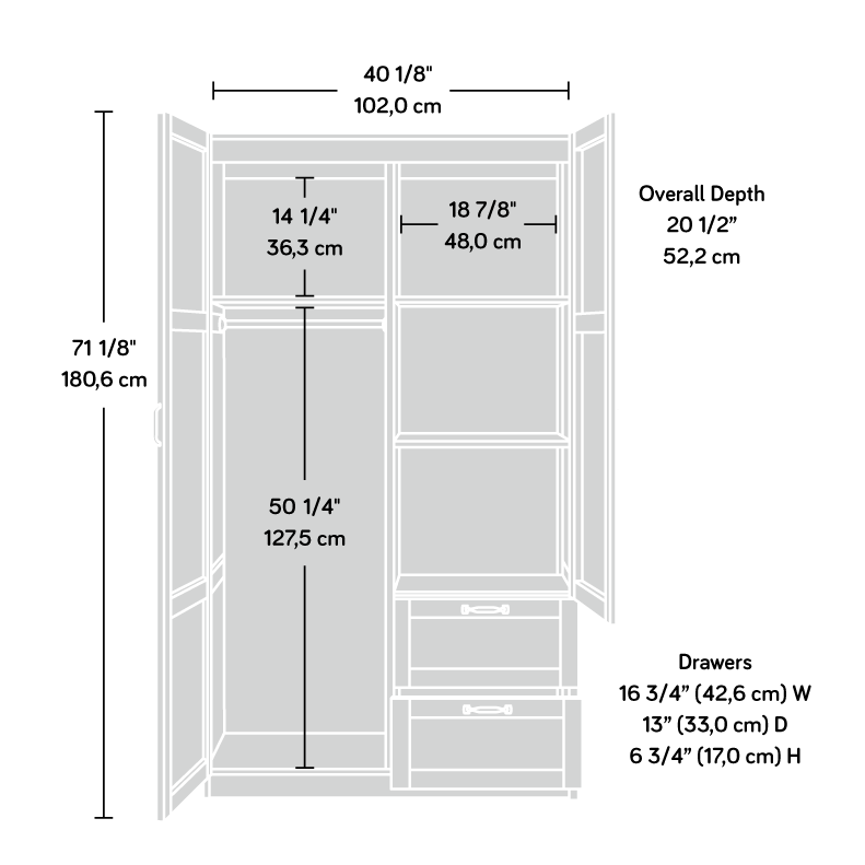 Sauder Select Wardrobe Cabinet Silver Sycamore (426126) – Sauder