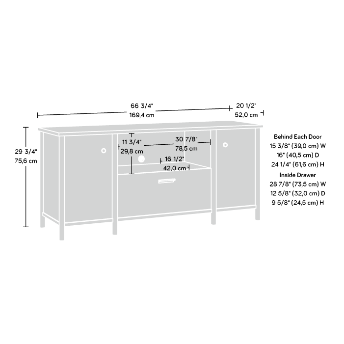 （美品）JOURNAL STANDARD FURNITURE Whitaker Point Office Credenza Natural Maple (429375) – Sauder