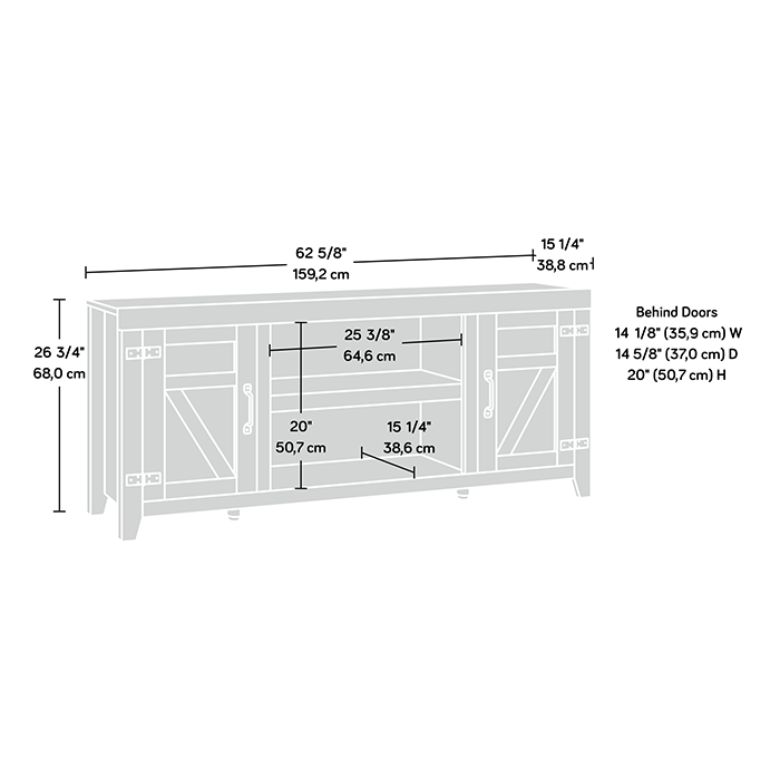 Sauder Select Farmhouse TV Credenza Chalked Chestnut (429575) – Sauder