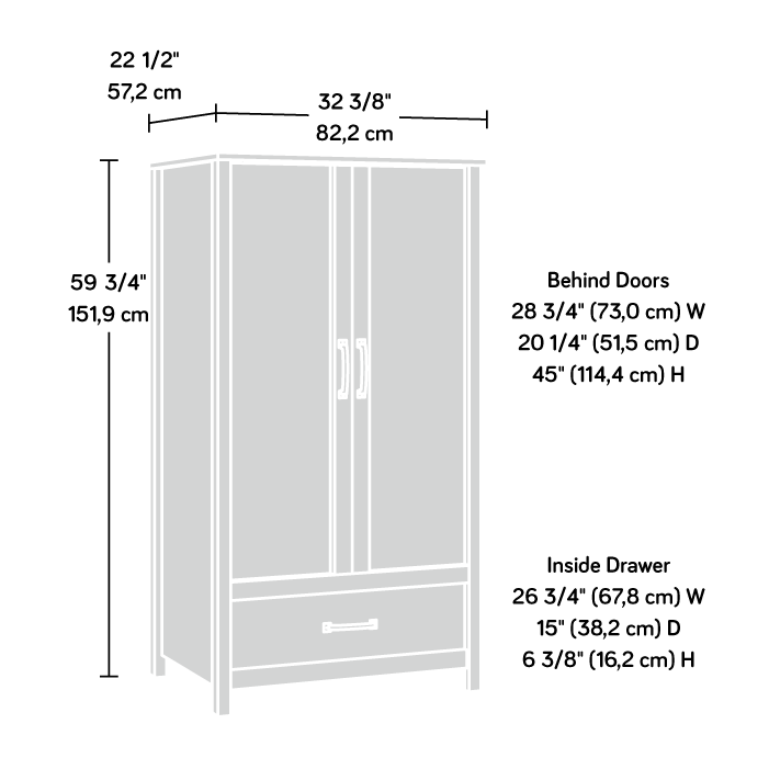 Wardrobe/Armoire Cabinet with Drawer - 59.75"H